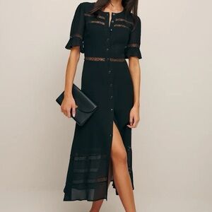 Reformation Black Midi Dress